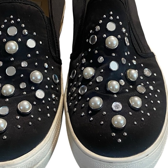 Steve Madden Black 9 Glade Black Satin Slip-On Sneakers - Picture 7 of 14